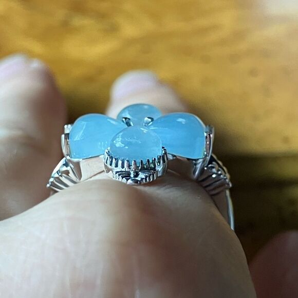 Genuine Aquamarine Sterling Silver Ring Size 9 - Picture 2 of 9